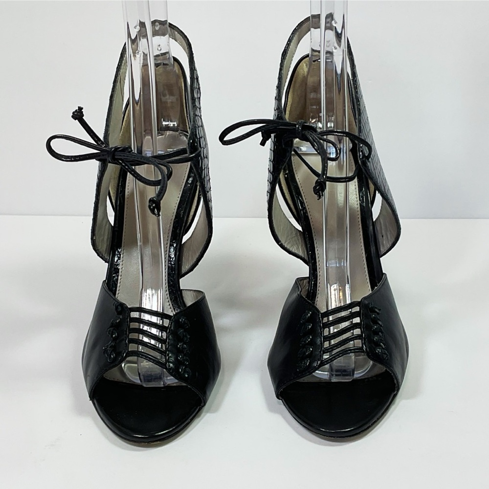 Jason Wu Runway Billie Snake Print Leather Cutout High Heel Sandals - Picture 4 of 10